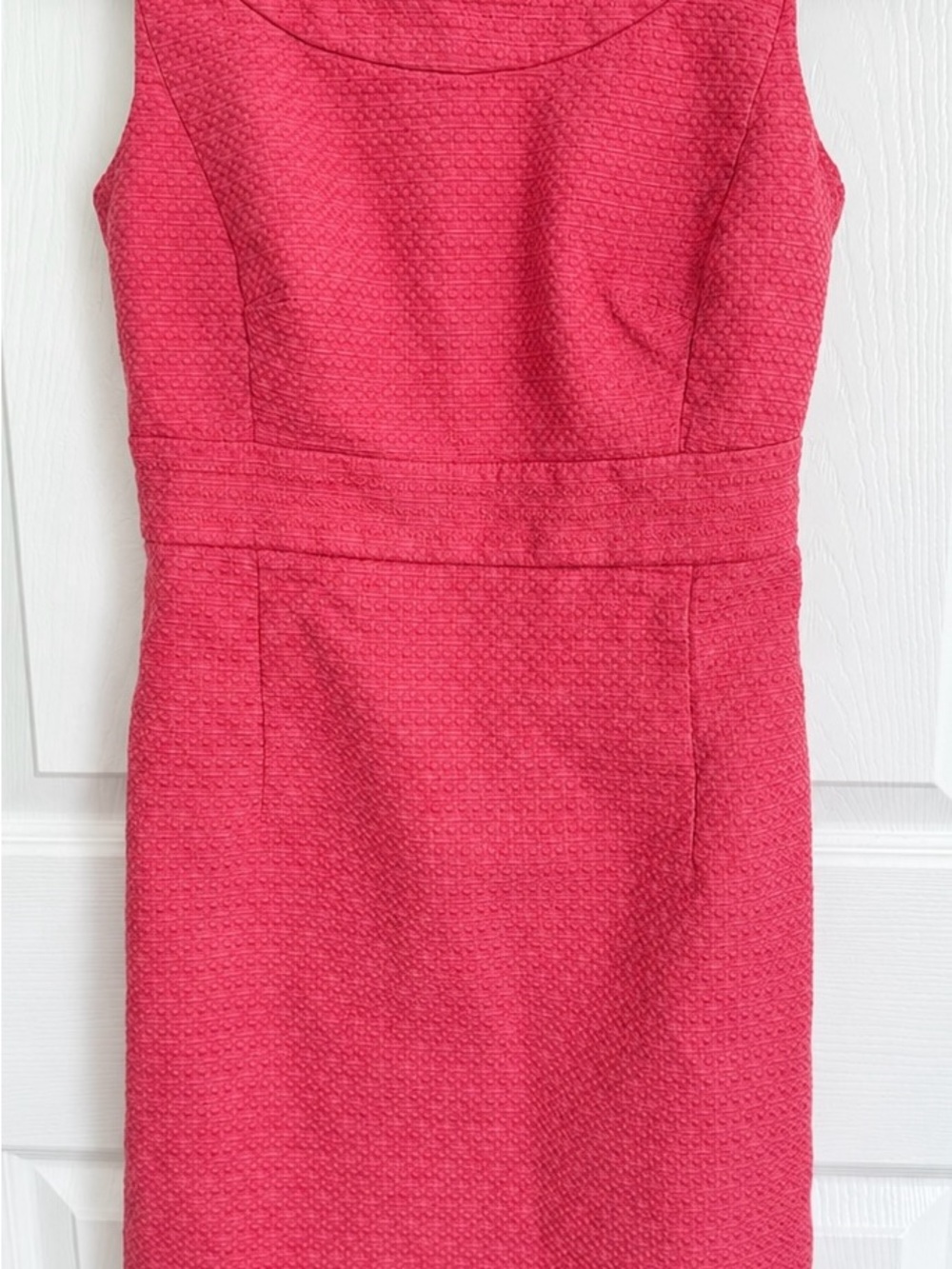 LOFT Sleeveless Textured Midi Dress in Hot Pink